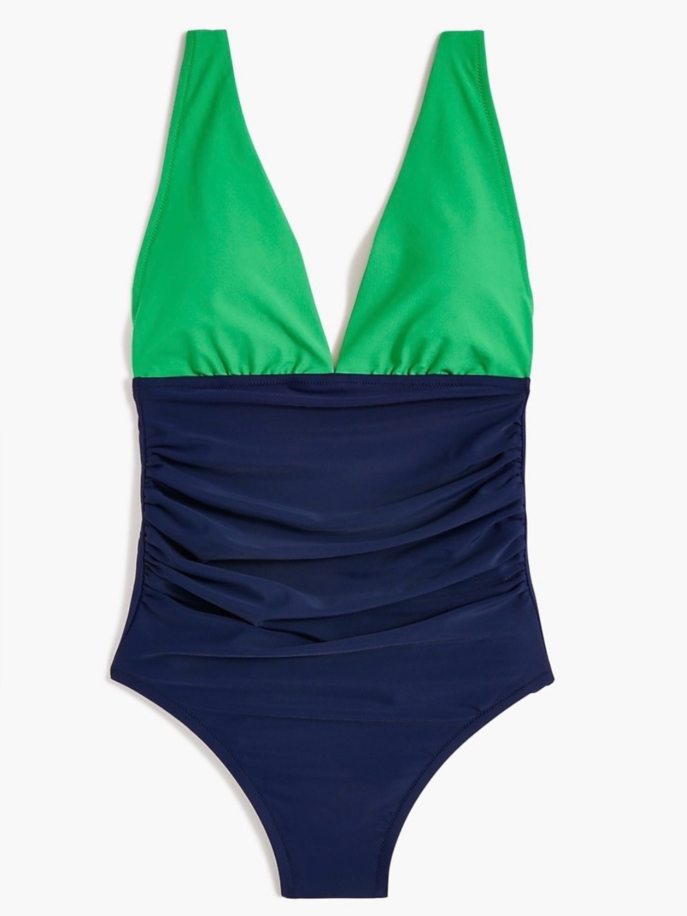 J. Crew Plunging V-Neck One-Piece Swimsuit Green and Navy NWT